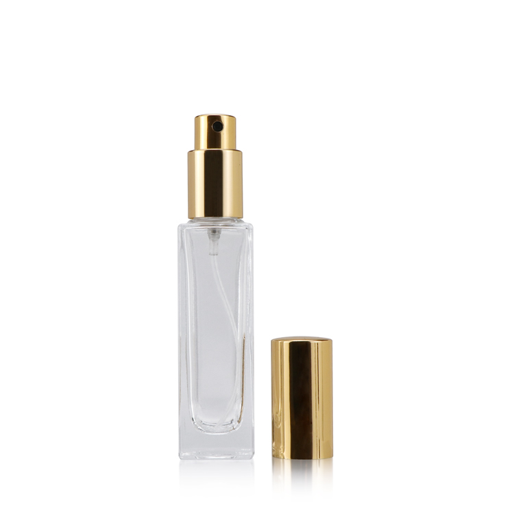 Refillable 5 10 20 g 30 ml empty square transparent perfume oil glass bottle fragrance with plastic cap