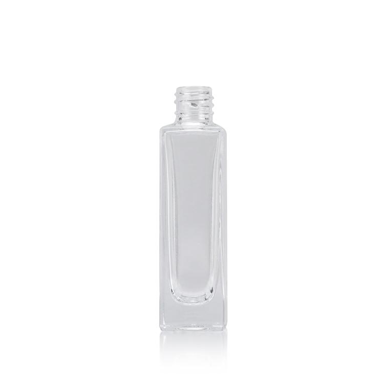 Refillable 5 10 20 g 30 ml empty square transparent perfume oil glass bottle fragrance with plastic cap