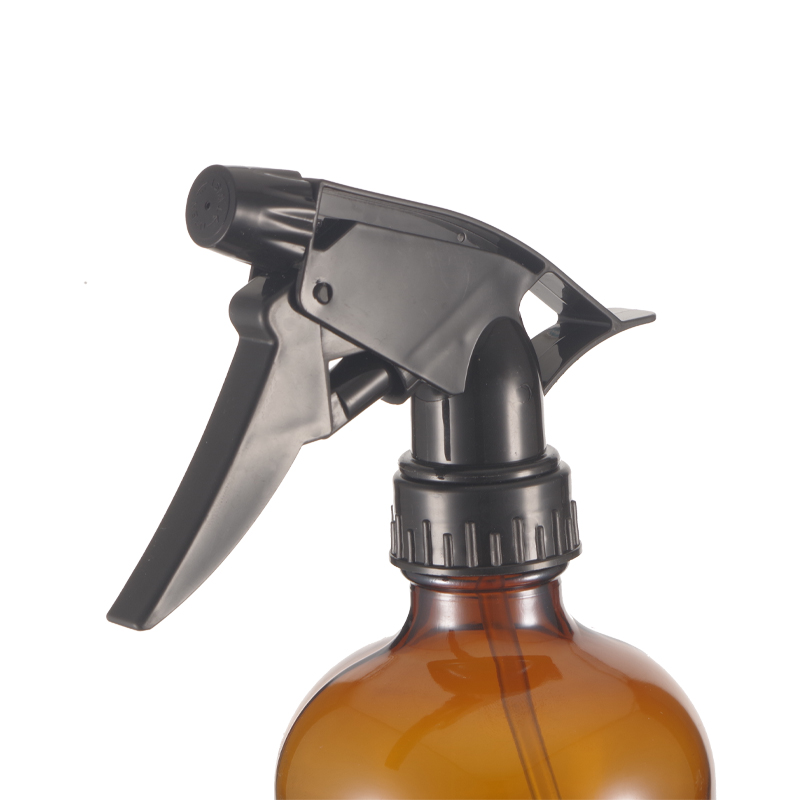 Refillable 500ml Empty Amber Room Cleaning Glass Trigger Spray Bottle with Silicone Sleeve