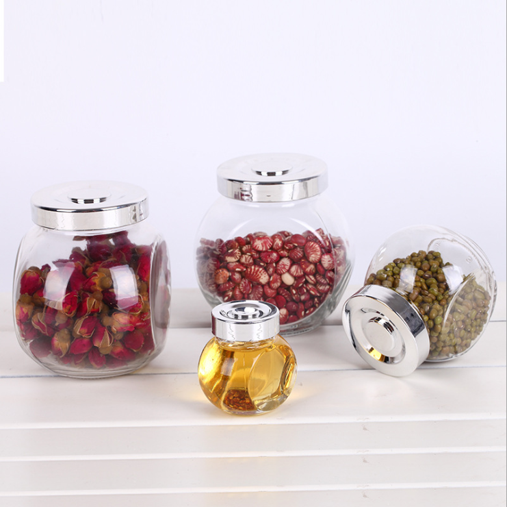 Refillable 50ML 100ML 180ML 280ML 380ML 480ML Clear Storage Candy Tilt Glass Jar