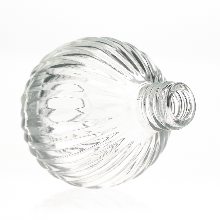 Refillable 50ml Round Ball Shaped Embossed Crystal Glass Spray Perfume Bottles