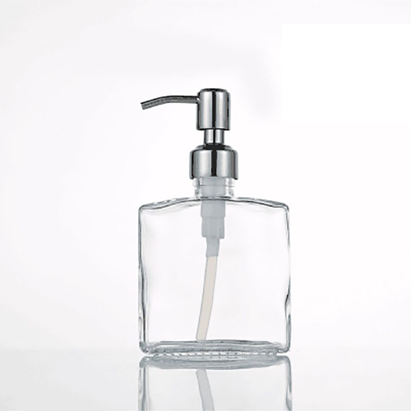 Refillable 8oz Hand Sanitizer Glass Bottle Shampoo Square Bottle With Pump