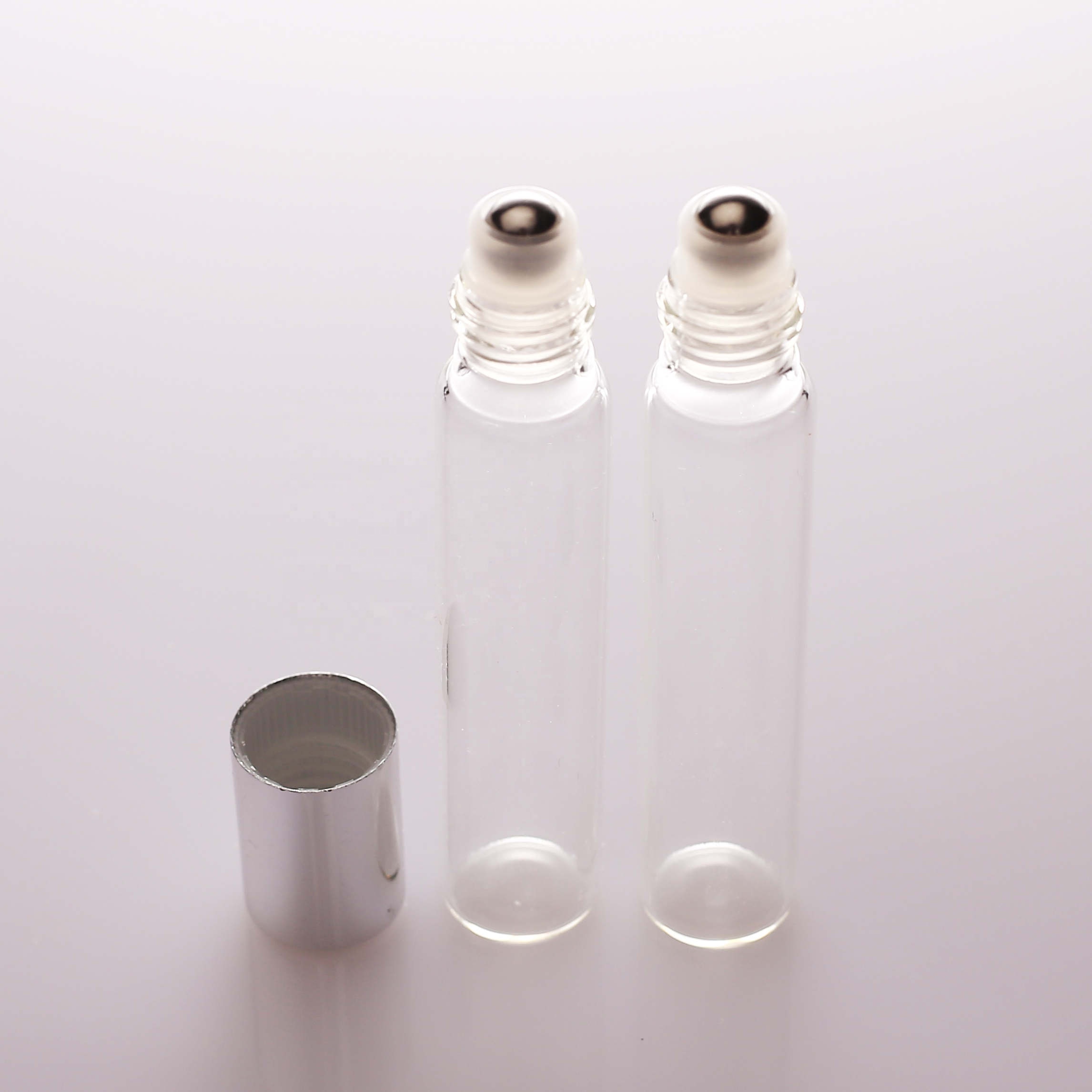 Refillable Amber Clear Glass Essential Oil Bottle Perfume Cosmetic Vials Jars with Eye Dropper Dispenser, Black Screw Cap