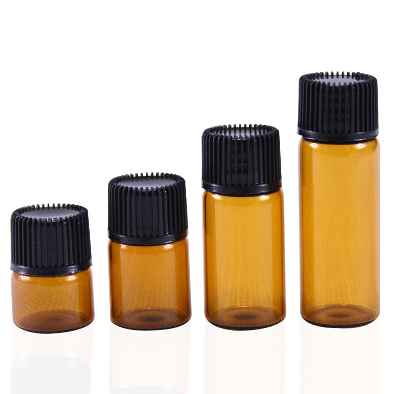 Refillable Aromatherapy Essential Oil Roll On 1 ml Amber Glass Micro Mini Roll-on Glass Bottles with Metal Roller Balls