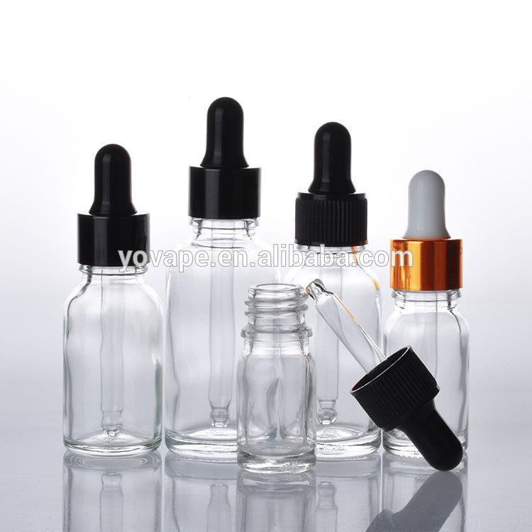 Refillable Clear Gold Glass Dropper Bottle 5ml 10ml 15ml 30ml 50ml 100ml Liquid silver cap serum/essential massage oil Pipette