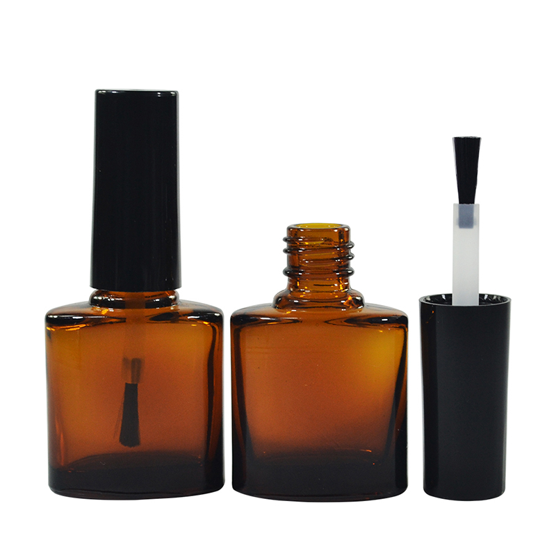 Refillable Empty Nail Polish Glass Bottle with Cap 7ml 13mm Clear Amber Black White Glass Brush Nail Polish Bottles