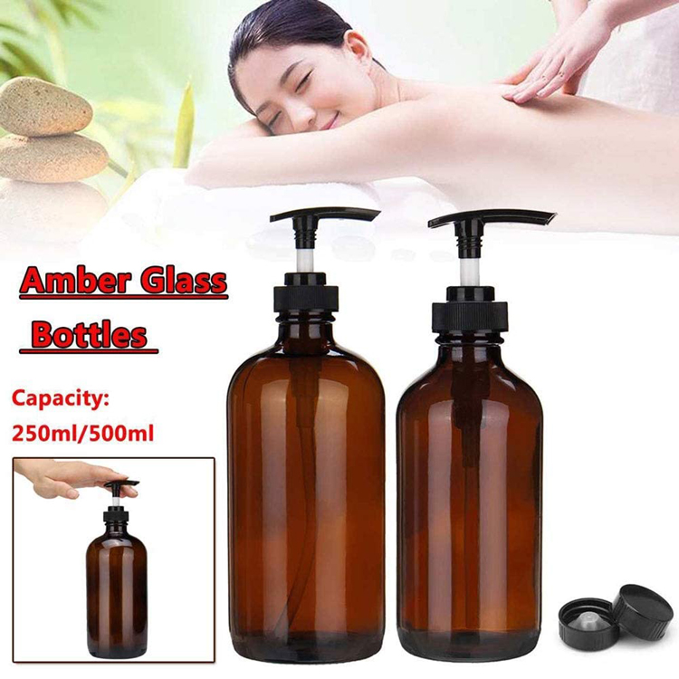 Refillable Soap Dispenser 8 Oz 16oz Empty Cream Amber Lotion Dispenser Bottle