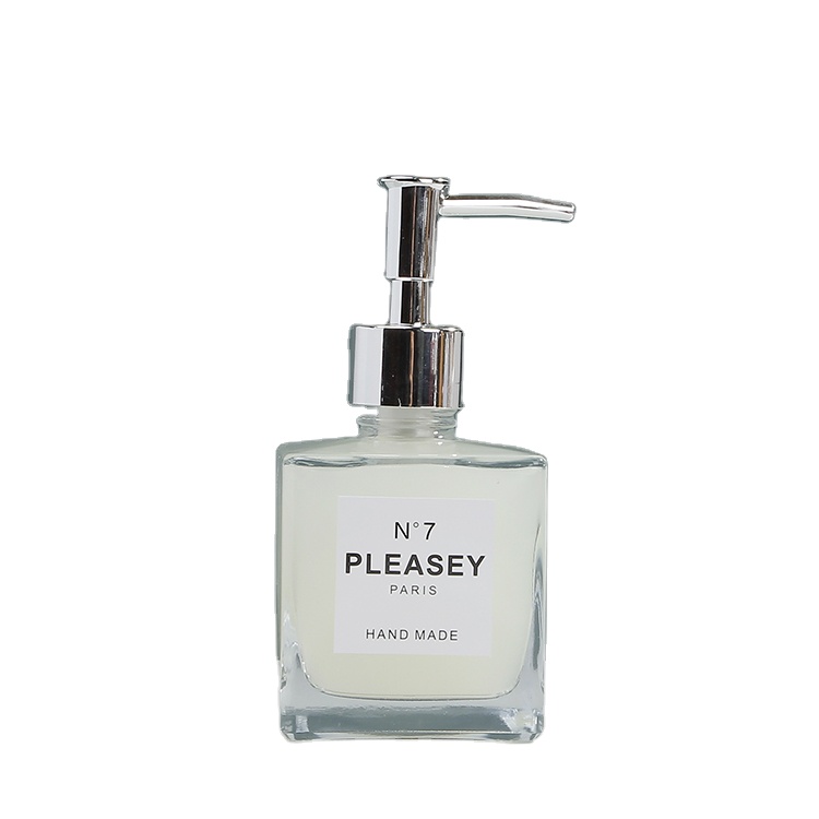 Refillable Square Glass Hand Sanitizer Bottle Hand Wash Liquid Bottle