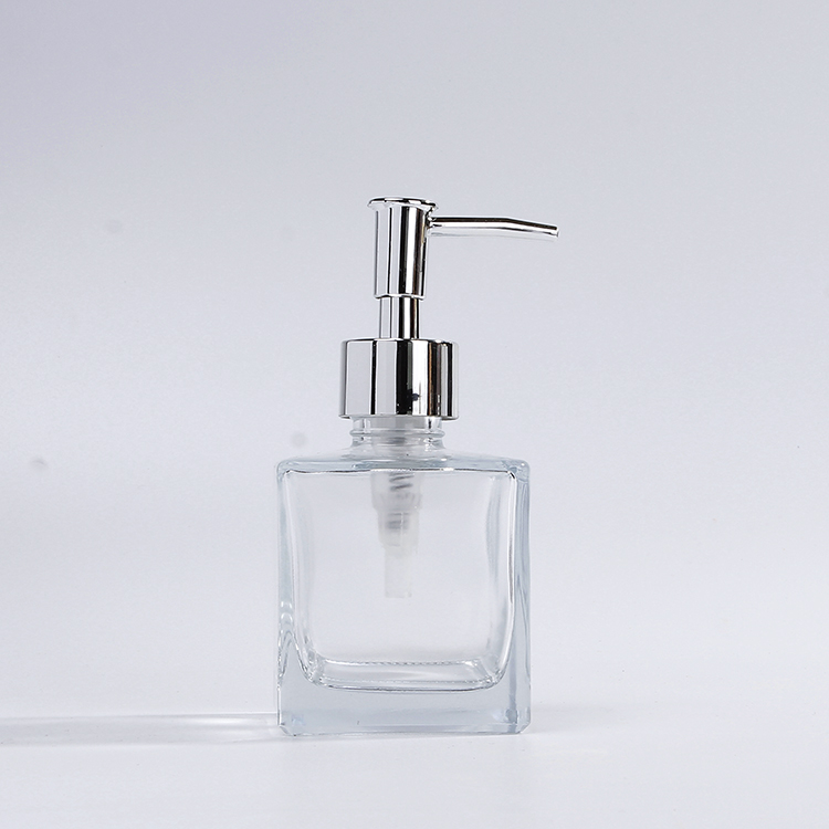 Refillable Square Glass Hand Sanitizer Bottle Hand Wash Liquid Bottle