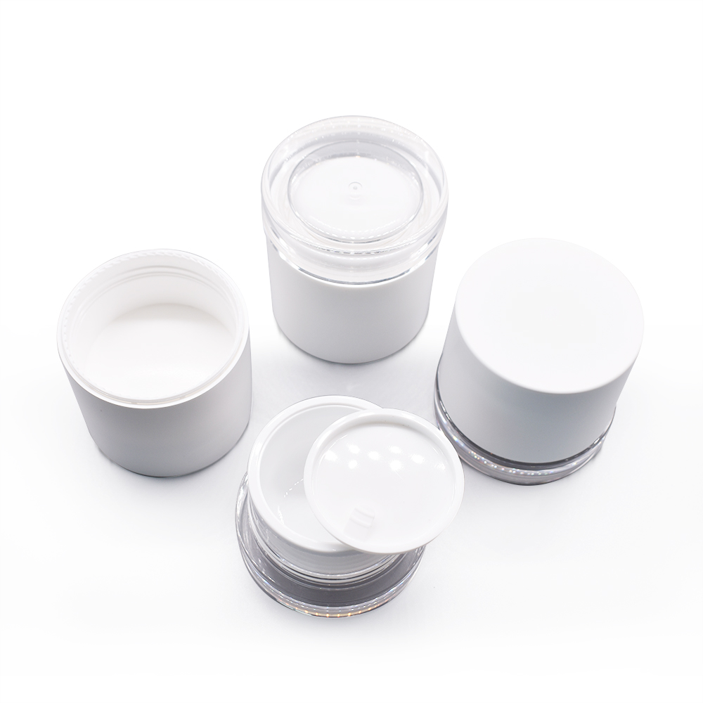 Refillable White Cream Jars Acrylic 15g 30g 50g Empty jar with Inner Cap for cream