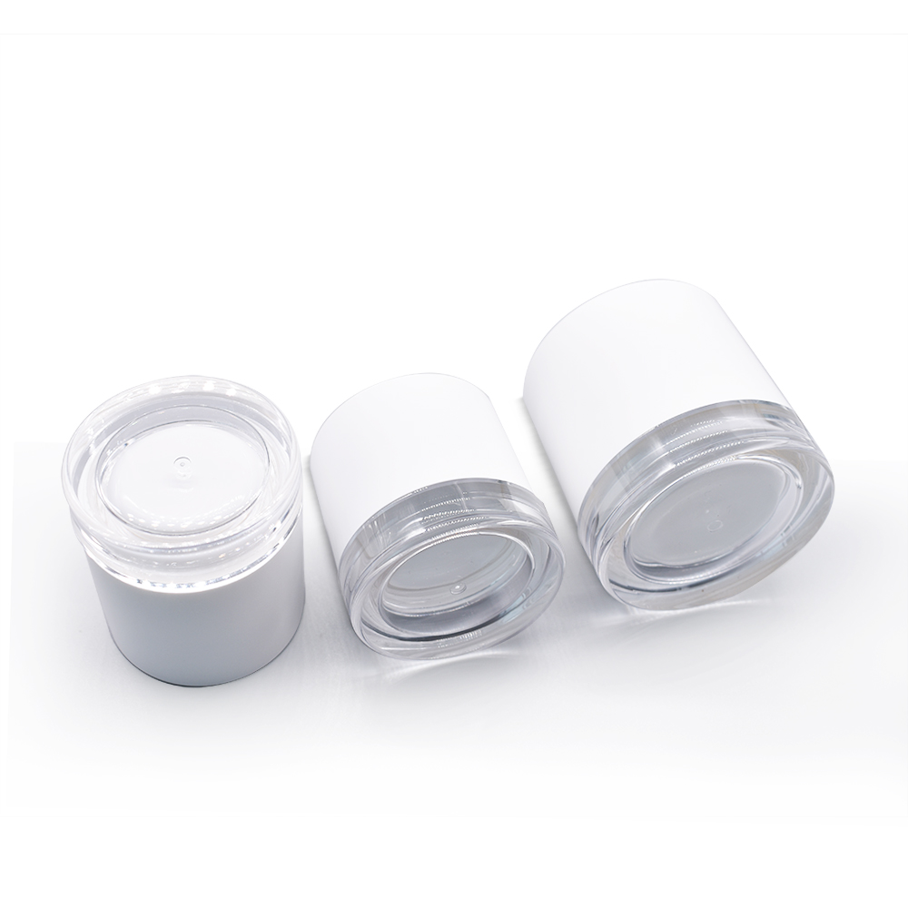 Refillable White Cream Jars Acrylic 15g 30g 50g Empty jar with Inner Cap for cream