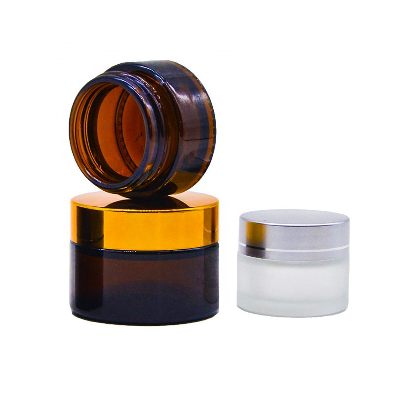 Refillable brown glass cosmetic screw cap glass jar wholesale canada 100g cosmetic glass jar
