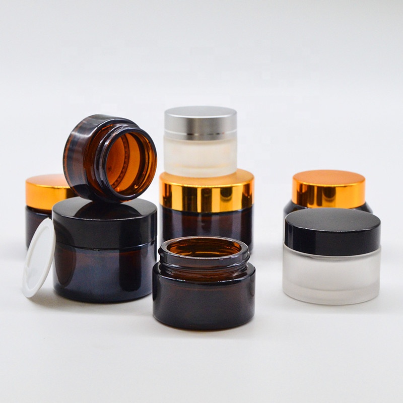 Refillable brown glass cosmetic screw cap glass jar wholesale canada 100g cosmetic glass jar