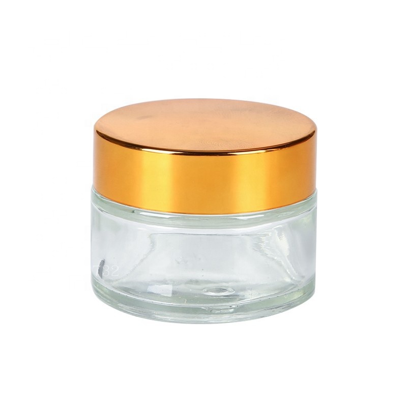 Refillable cosmetic packaging frosted clear jar cosmetic glass face cream containers sets