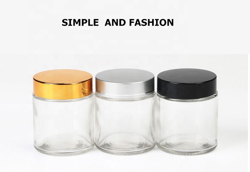 Refillable cosmetic packaging frosted clear jar cosmetic glass face cream containers sets