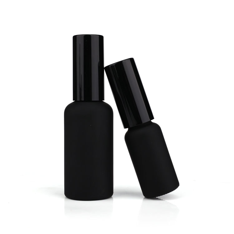 Refillable cosmetic round matte black 30ml 50ml 100ml glass perfume spray bottles with aluminum spray pump cap