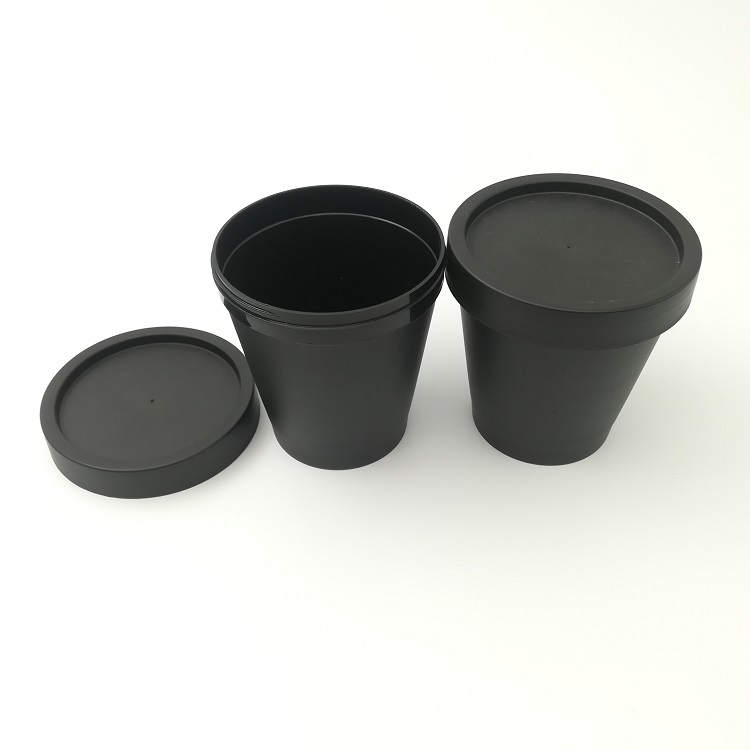 Refillable empty black Bottles Travel Face Cream Lotion Cosmetic Container Plastic Empty Makeup Jar Pot 200g
