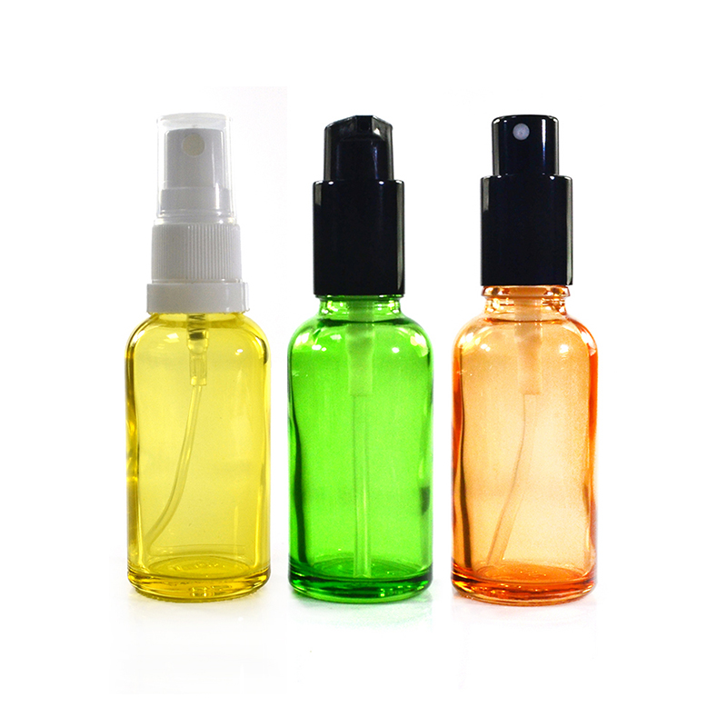 Refillable essential oil perfume packaging 10ml 30ml 50ml 100ml black pink purple red glass bottle with mist spray cap