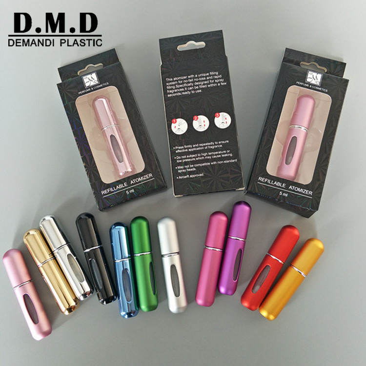 Refillable portable travel aluminum 5 ml perfume atomizer 5ml perfume spray bottle
