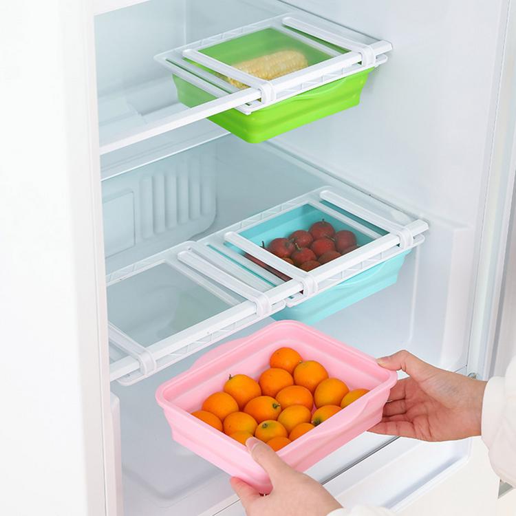 Refrigerator Folding Storage Box Hanging Egg Fruit and Vegetable Storage Box Food Transparent Kitchen Storage Box