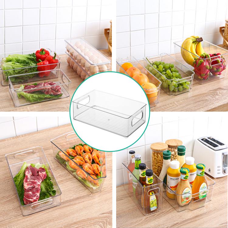 Refrigerator Storage Box Plastic Kitchen Storage Cabinet With Handle Suitable For Kitchen Countertop Cabinet Storage Supplies