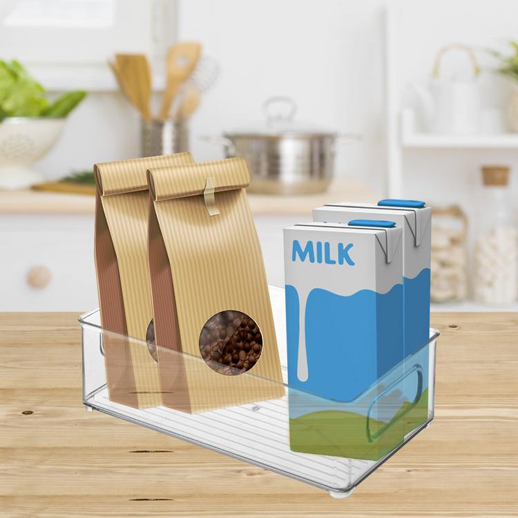 Refrigerator Storage Box Plastic Kitchen Storage Cabinet With Handle Suitable For Kitchen Countertop Cabinet Storage Supplies