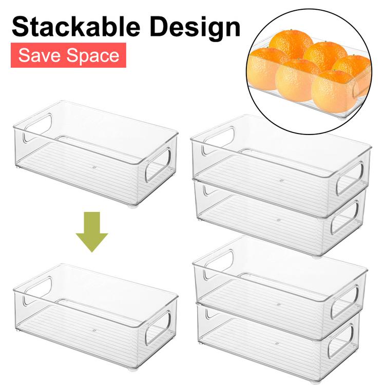 Refrigerator Storage Box Plastic Kitchen Storage Cabinet With Handle Suitable For Kitchen Countertop Cabinet Storage Supplies