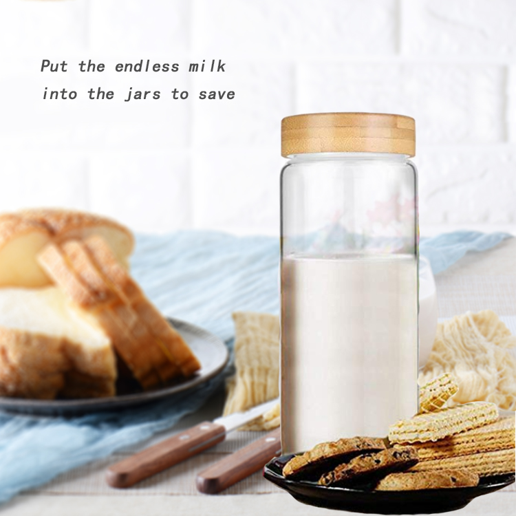 Refrigerator Use Glass Spice Jar Glass Food Storage Jar With Wood Lid