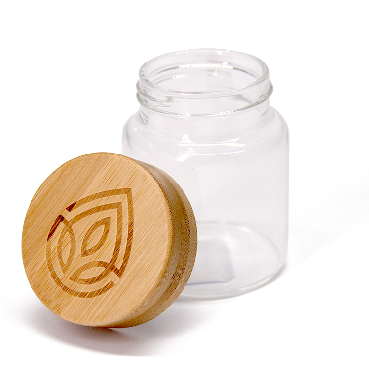 Refrigerator Use Glass Spice Jar Glass Food Storage Jar With Wood Lid