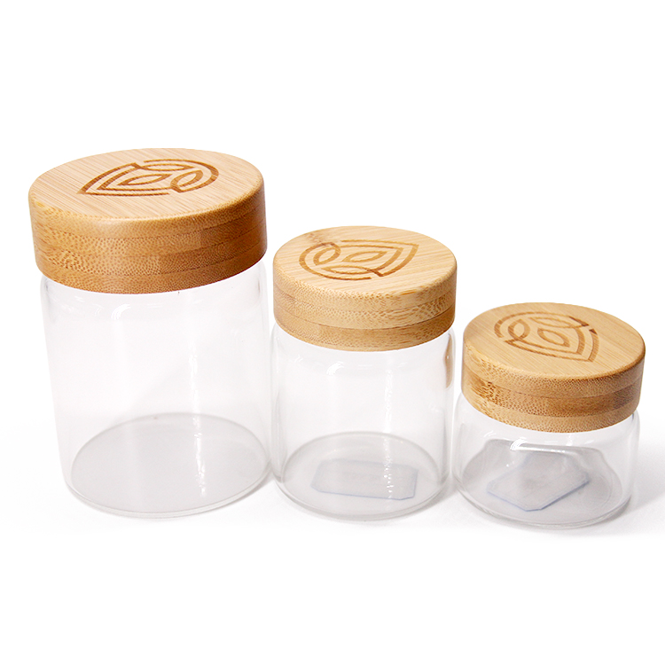 Refrigerator Use Glass Spice Jar Glass Food Storage Jar With Wood Lid