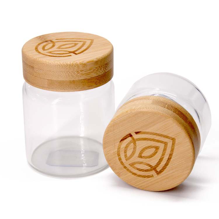 Refrigerator Use Glass Spice Jar Glass Food Storage Jar With Wood Lid