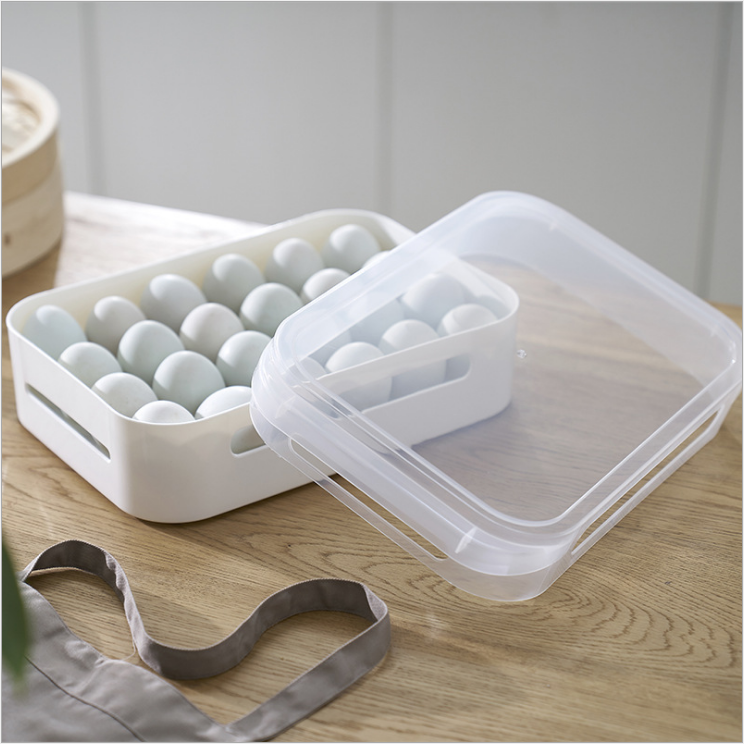 Refrigerator egg box preservation storage box household egg carrier 24 grid with cover can be stacked