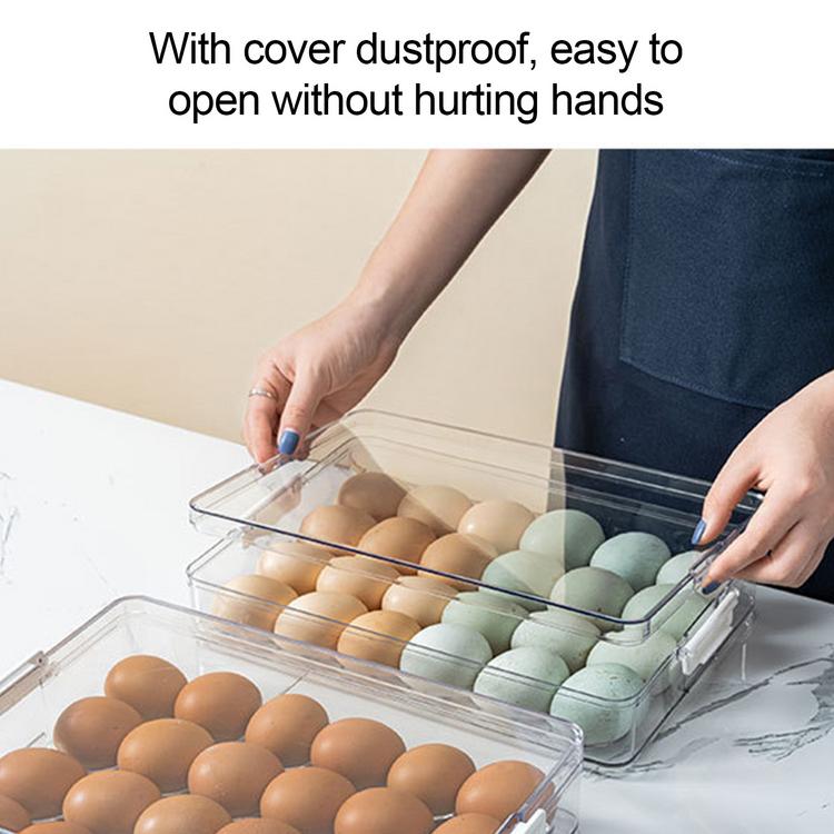 Refrigerator egg dumplings stackable storage box household kitchen transparent plastic vegetable storage box with lid