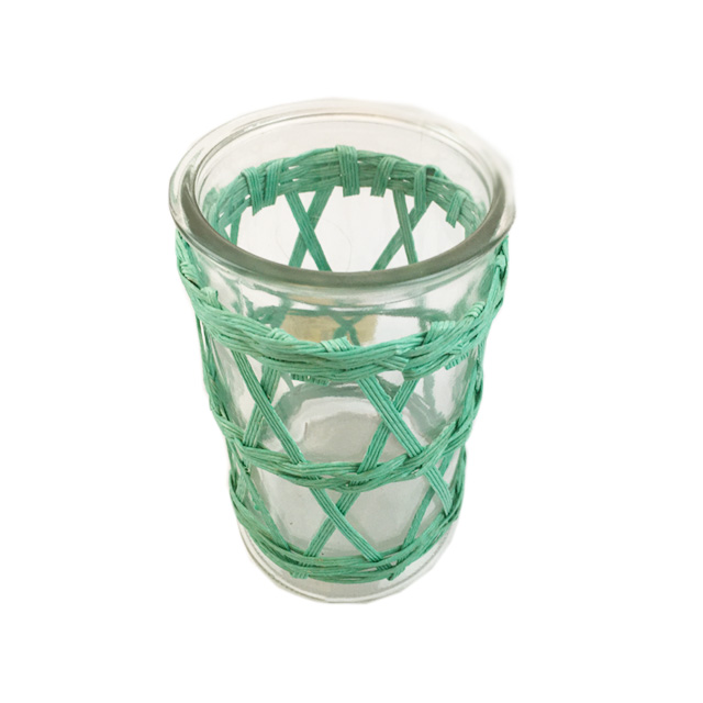 Renel New Design Home Kitchen Clear Glass Candy Jars for Kitchen with Rattan Holder