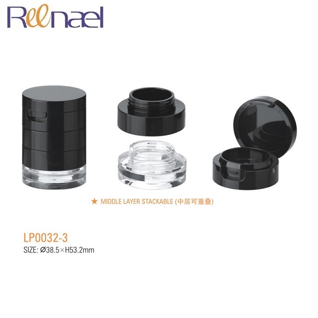 Replaceable 3g 6g 9g plastic stackable loose powder jars in multiple colors make up empty case powder box