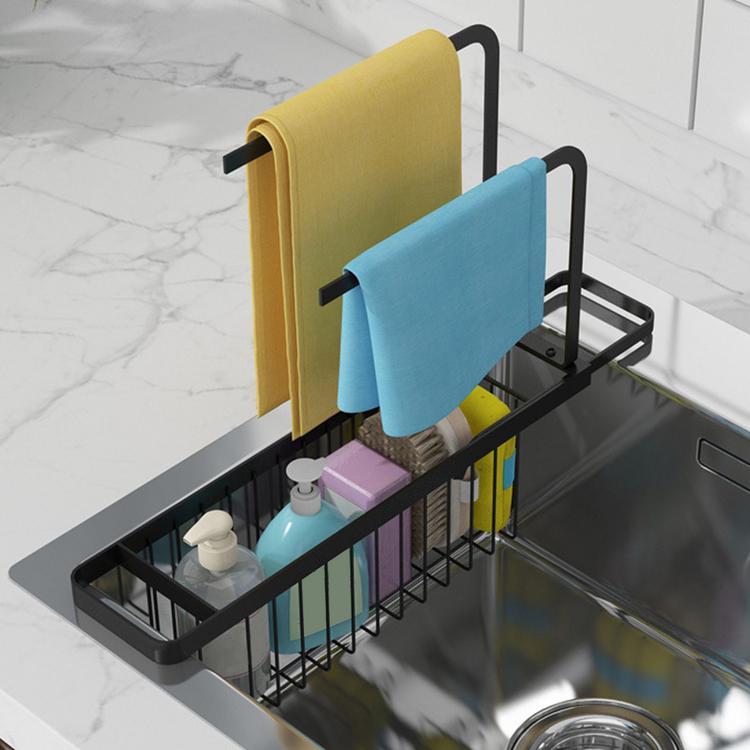 Retractable rag kitchen storage rack sink rag drain rack kitchen multifunctional rag rack cotton fertilizer storage box