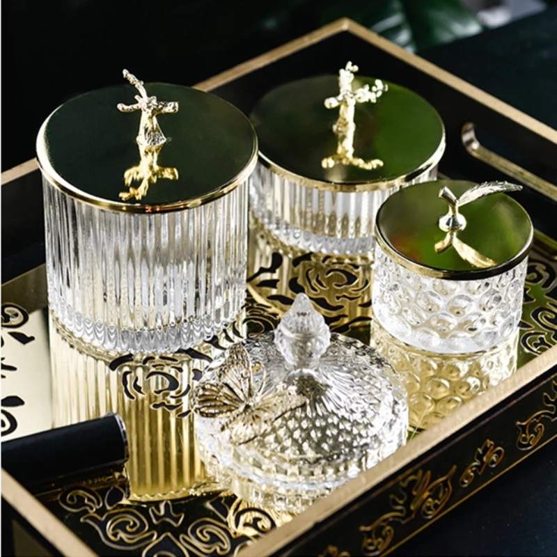 Retro Glass Storage Jars with Lid Candy Creative Christmas Food Snacks Tea Spice Cereal Container Kitchen Storage Can Decoration