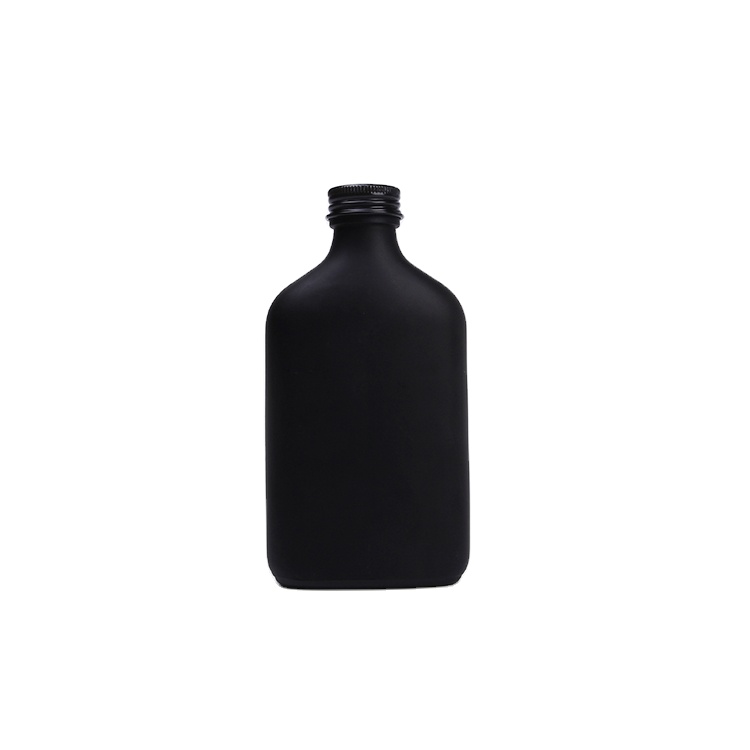 Reusable 100ml 200ml 250ml Matt Black Glass Bottle Drinking Glass Cold Brew Coffee Bottle With Lid