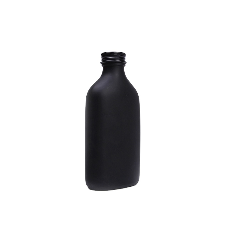 Reusable 100ml 200ml 250ml Matt Black Glass Bottle Drinking Glass Cold Brew Coffee Bottle With Lid