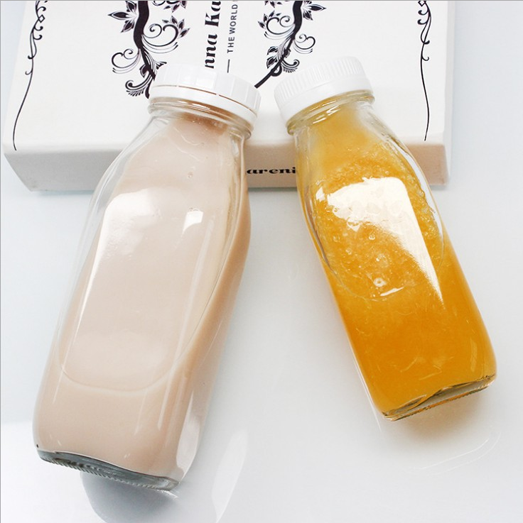 Reusable 200ml 250ml 350ml 500ml 1 liter square transparent fruit juice yogurt milk drinking bottle empty glass milk bottle