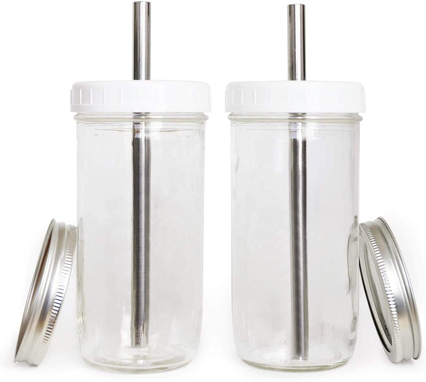 Reusable Boba Cup Glass Bubble Tea Tumbler for Smoothies Milk Tea Tapioca Pearls Mason Jar Cups with Lids