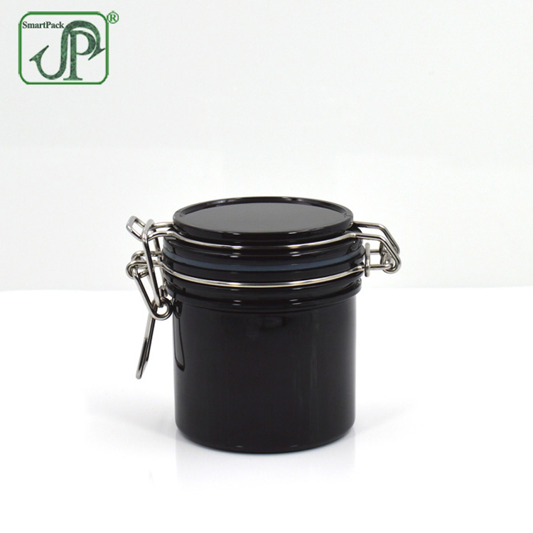 Reusable PET plastic kilner jar black color cosmetics packaging jar