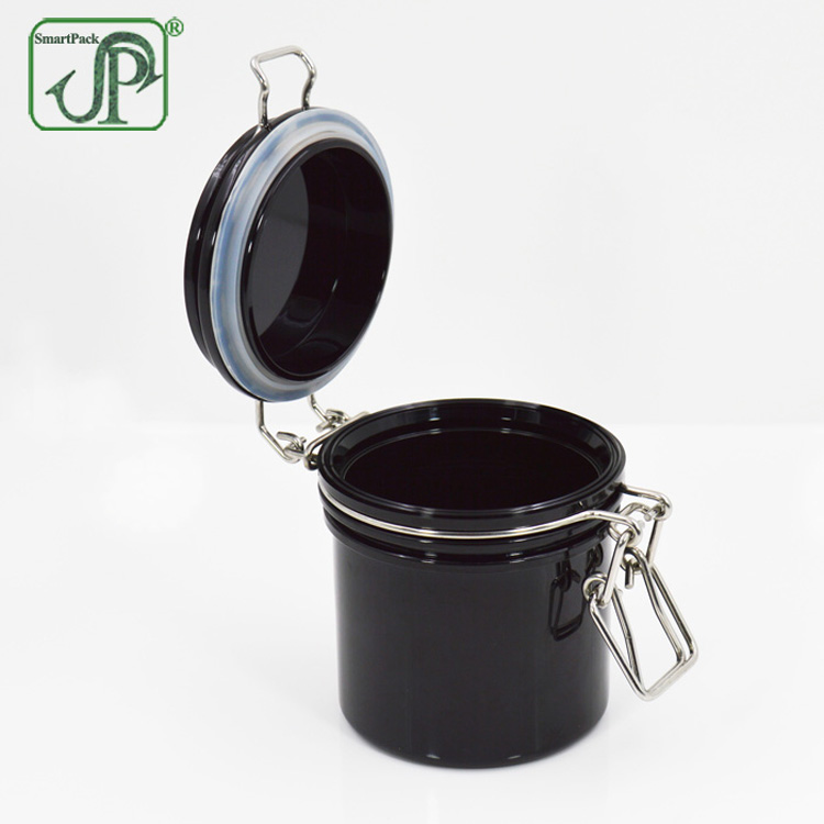 Reusable PET plastic kilner jar black color cosmetics packaging jar