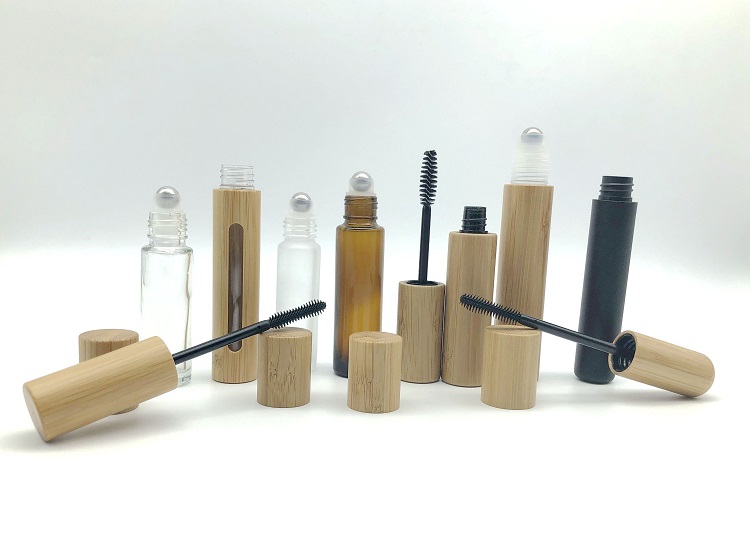 Reusable Portable Empty Eyelashes Tube Mascara Tube Vials Bottle with Bamboo cap Eyelashes Wand Holder Container