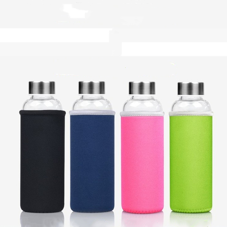 Reusable customized logo 150ml 300ml 420ml 500ml round portable glass water bottle with metal cap