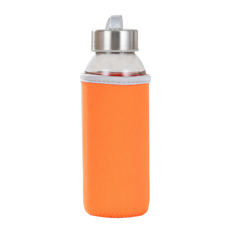 Reusable customized logo 150ml 300ml 420ml 500ml round portable glass water bottle with metal cap