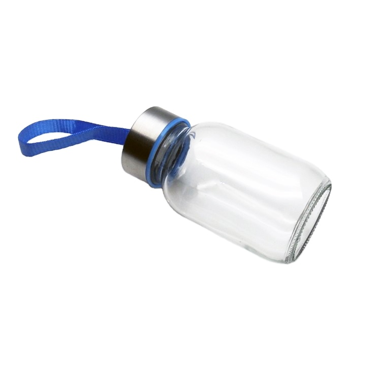 Reusable customized logo 150ml 300ml 420ml 500ml round portable glass water bottle with metal cap