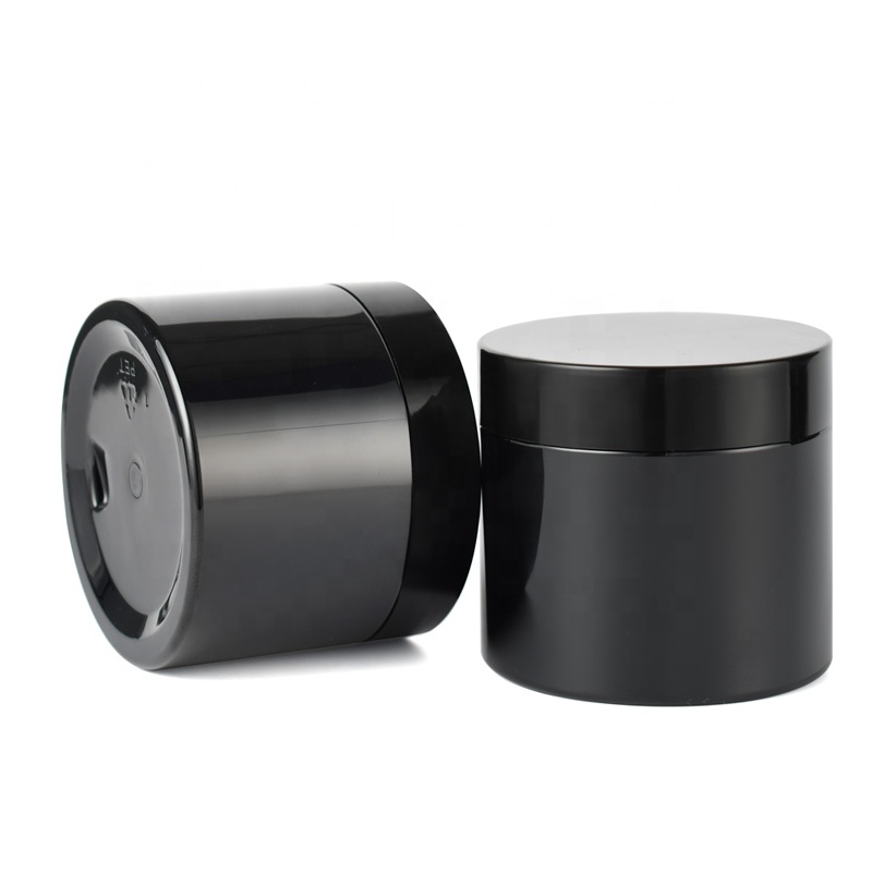 Reusable hair conditioner tea package cosmetic container 30g 50g 100g 150g 200g 250g Solid Black PET Plastic Jar with lid