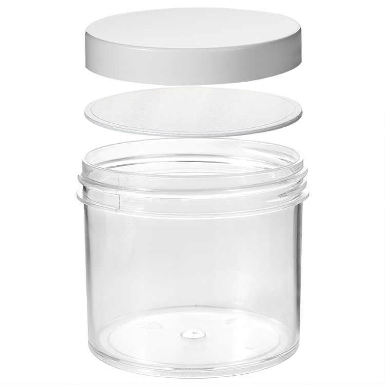 Reusable plastic 4oz empty clear slime container with screw cap