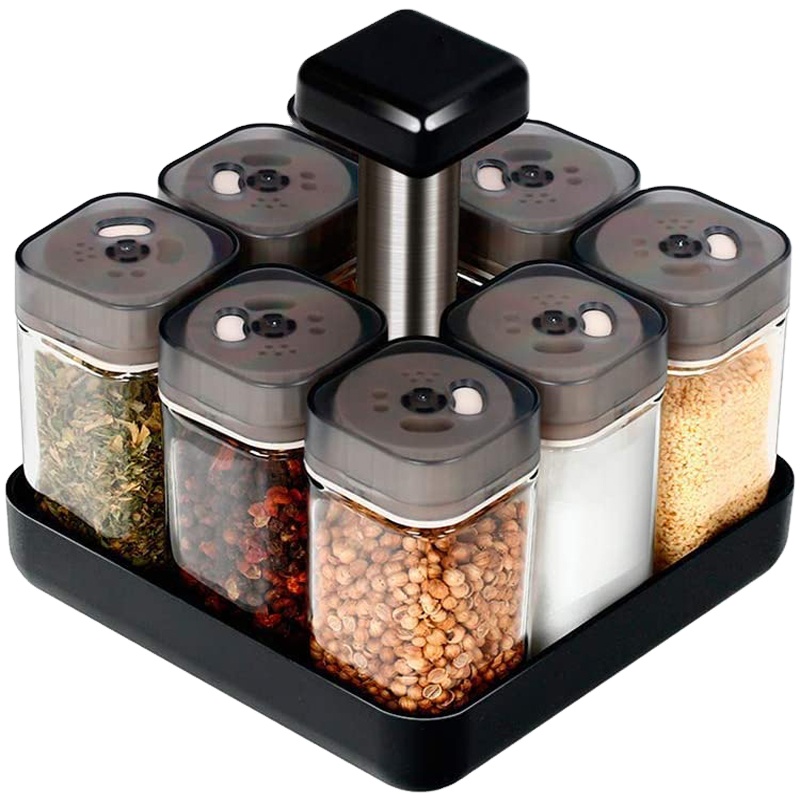 Revolving Spice Rack Organizer Caddy, Rotating Spice Storage for Cabinet and Kitchen, 8 Jar Herb and Spice Countertop Spice Rack